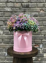 Цветочная композиция из Гипсофила и Розы в шляпной коробке #REPLACE_PRED# Корфовский