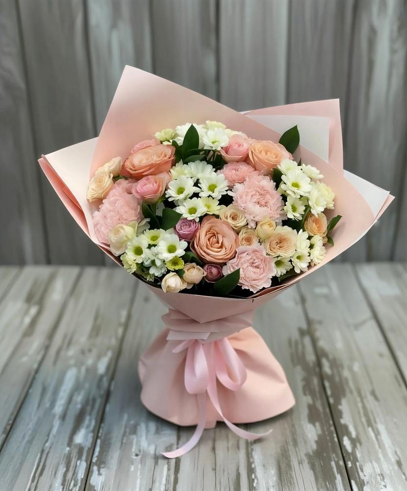 Букет цветов из: Гвоздики, Розы и Хризантемы в Корфовский