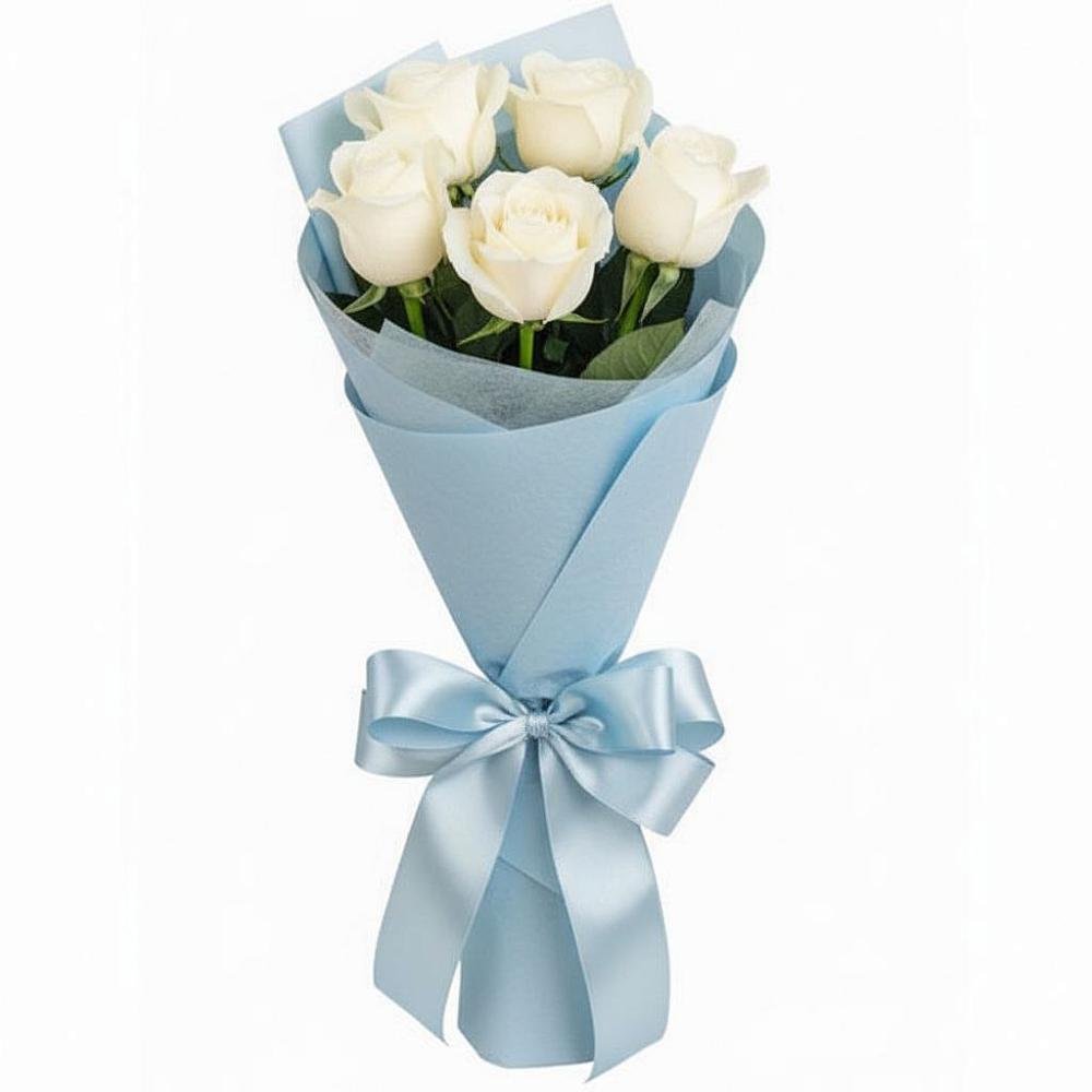 Букет 5 Белых роз Проуд в Корфовский