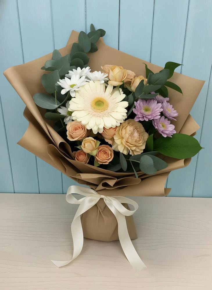 Букет цветов из: Герберы и Хризантемы в Корфовский