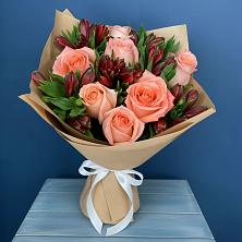 Букет цветов из:  Розы и Альстромерии в Корфовский
