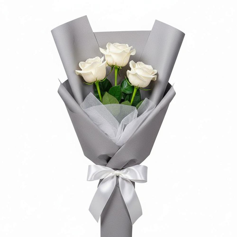 Букет 3 белые розы в Корфовский