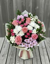 Букет цветов из:  Альстромерии, Гвоздики, Розы и Хризантемы #REPLACE_PRED# Корфовский